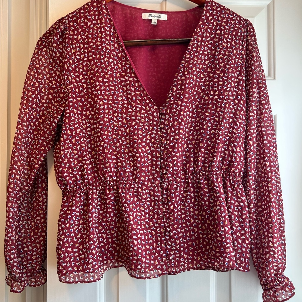 Madewell Burgundy Printed Blouse